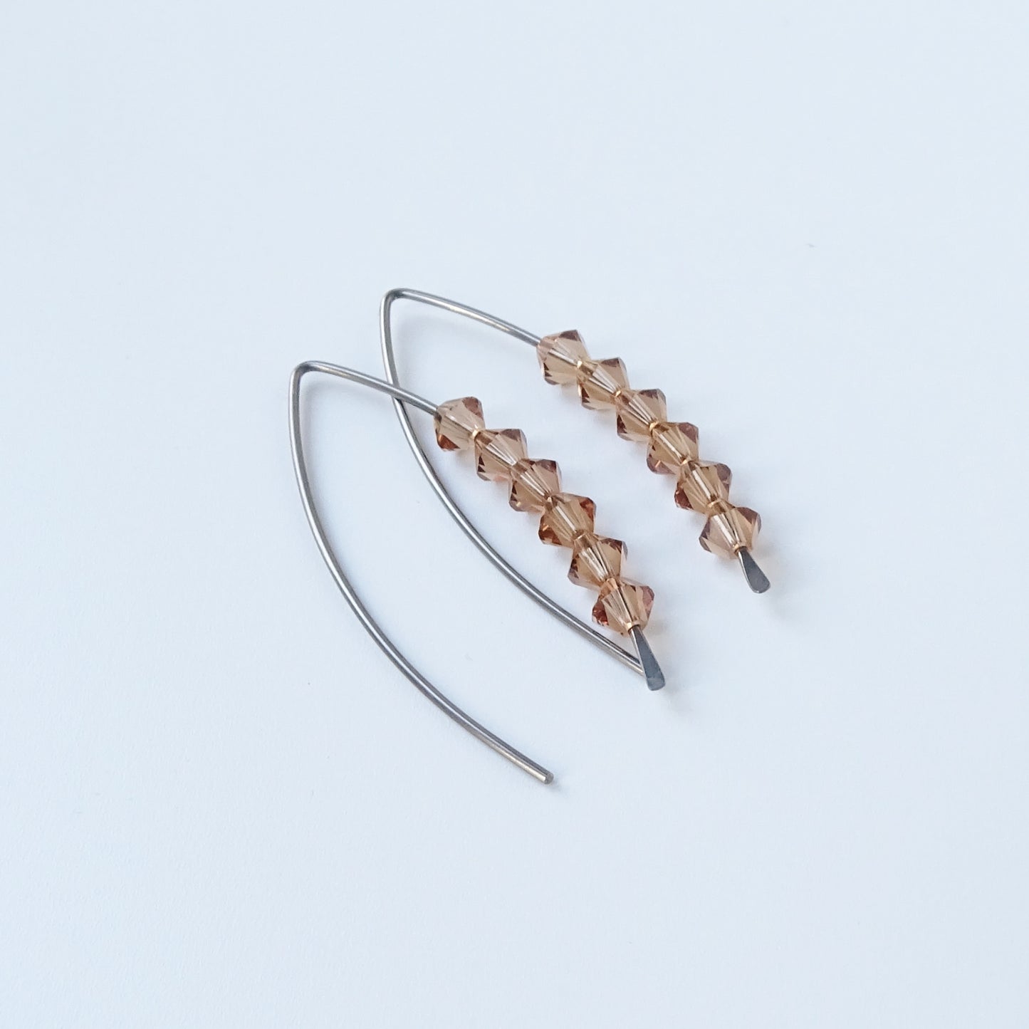 Niobium Earrings with Light Smoked Topaz Crystals