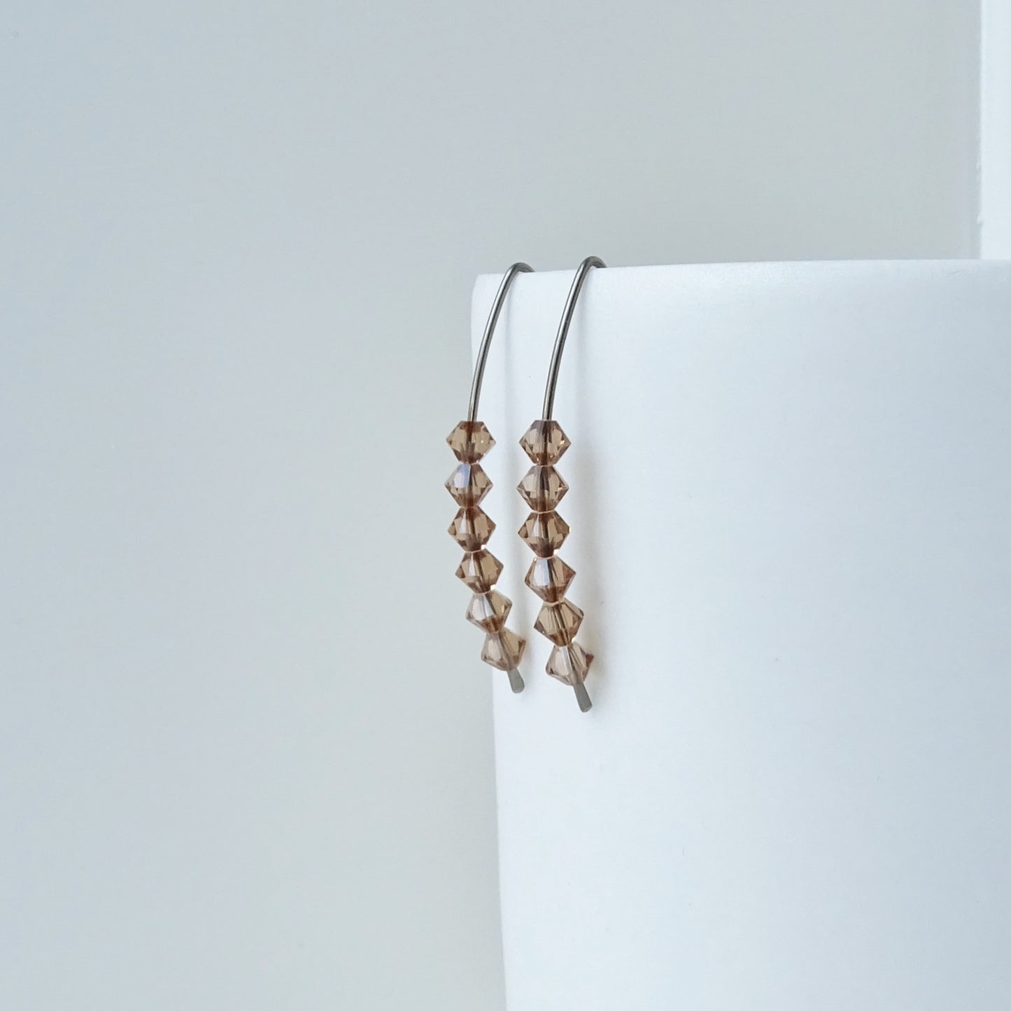 Niobium Earrings with Light Smoked Topaz Crystals