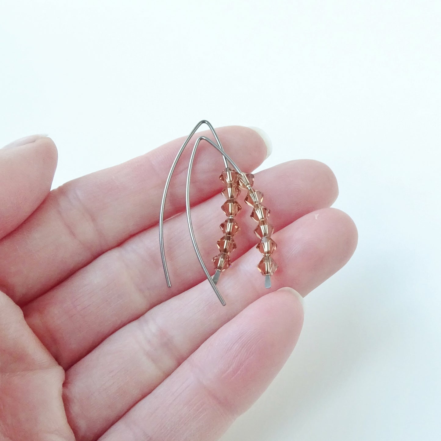 Niobium Earrings with Light Smoked Topaz Crystals