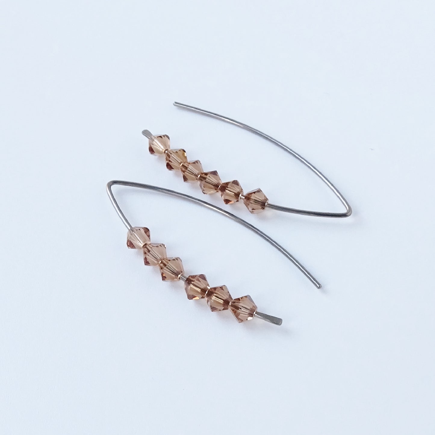 Niobium Earrings with Light Smoked Topaz Crystals