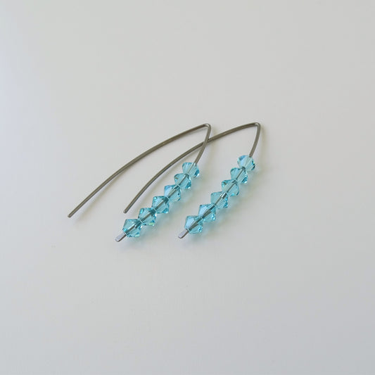 Niobium Earrings with Light Turquoise Crystals