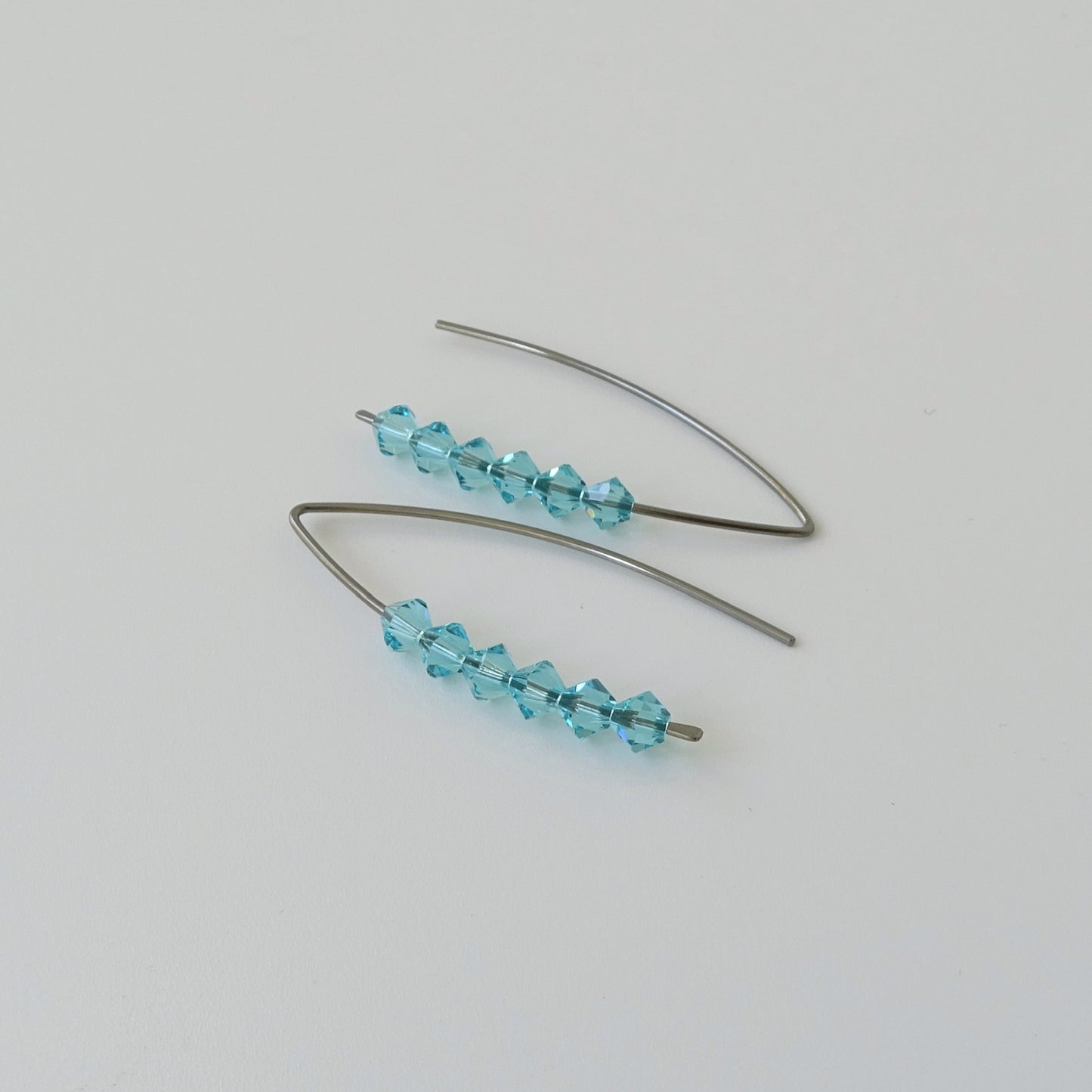 Niobium Earrings with Light Turquoise Crystals