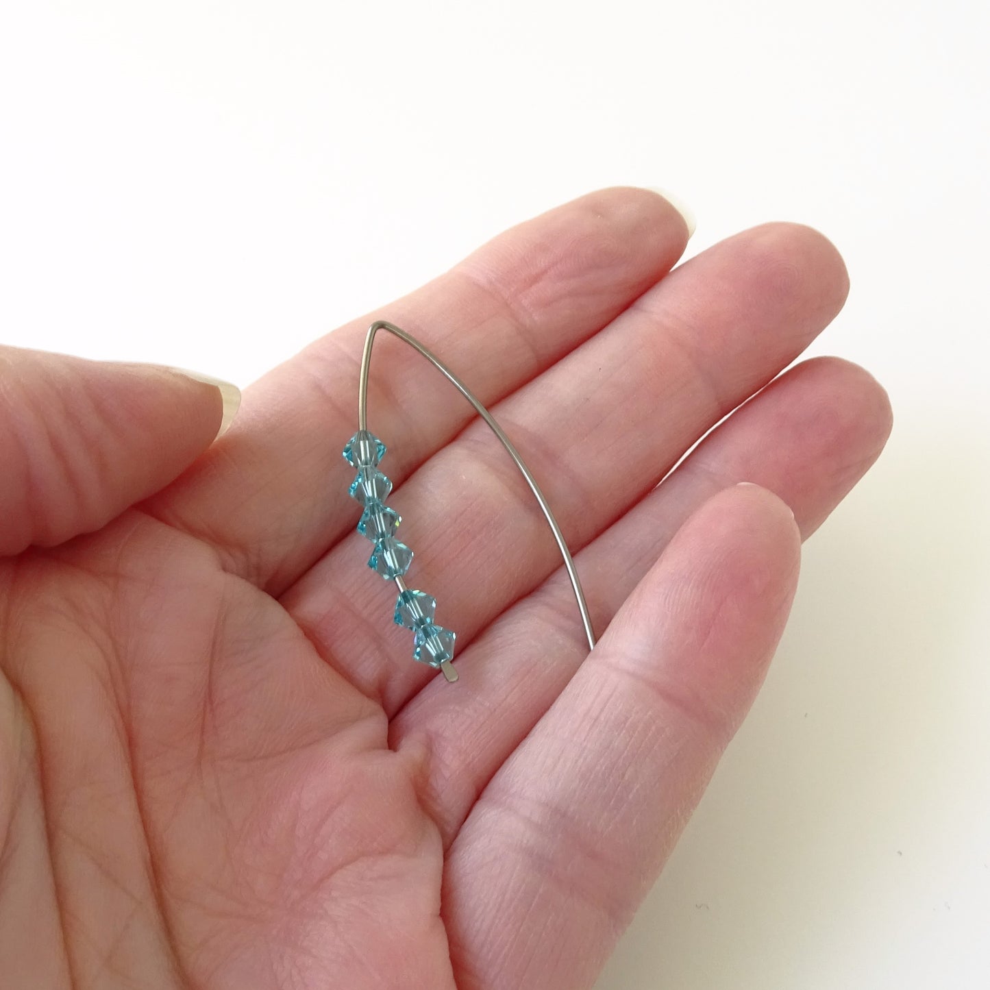 Niobium Earrings with Light Turquoise Crystals