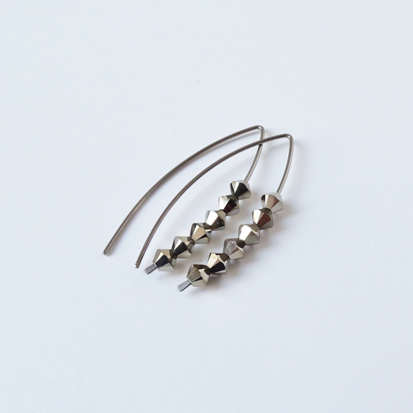 Niobium Earrings with Metallic Light Gold Crystals