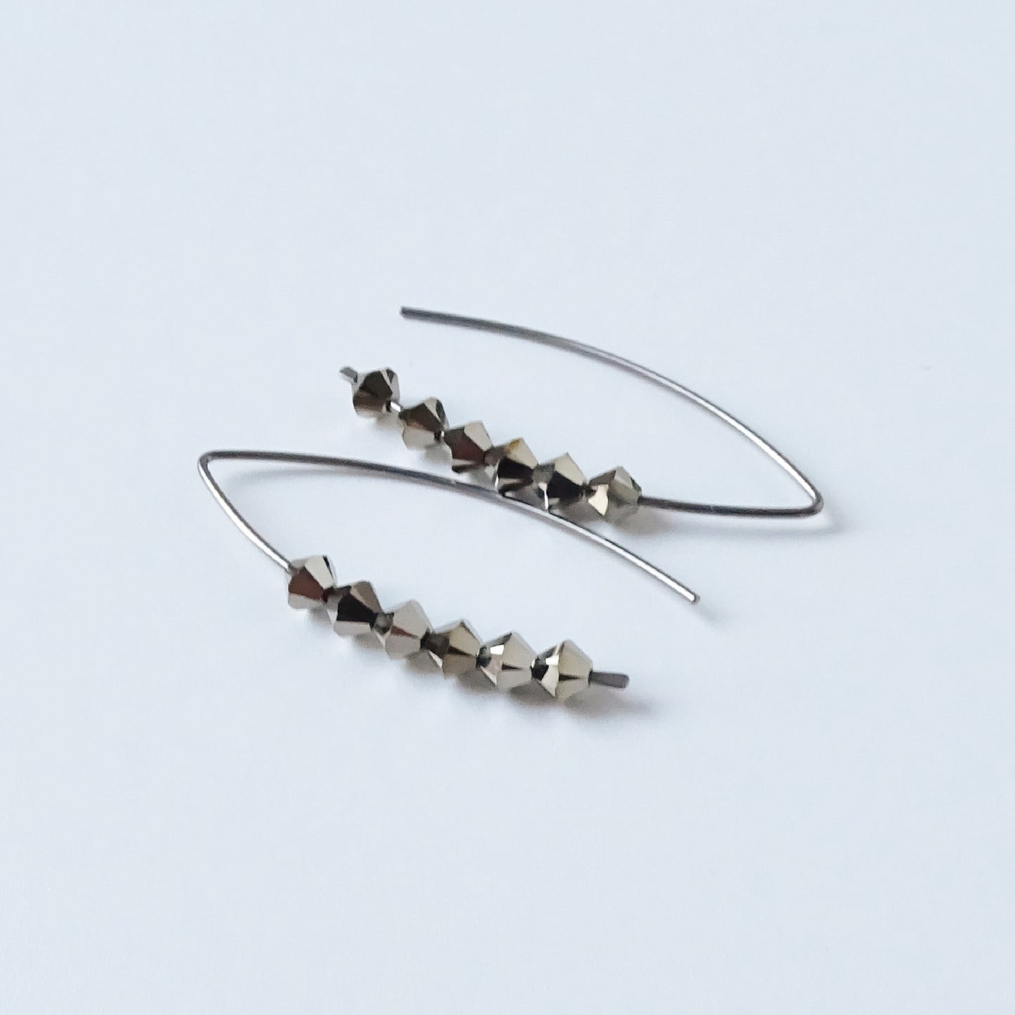 Niobium Earrings with Metallic Light Gold Crystals
