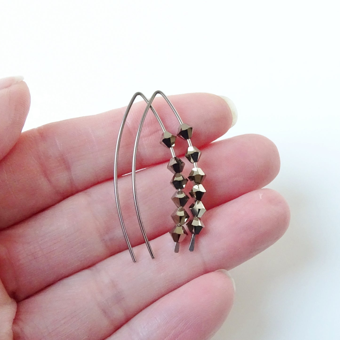 Niobium Earrings with Metallic Light Gold Crystals