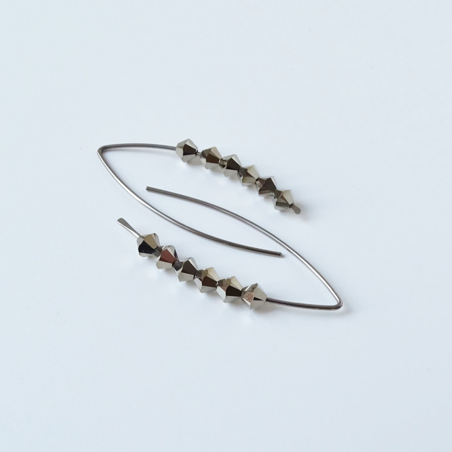 Niobium Earrings with Metallic Light Gold Crystals