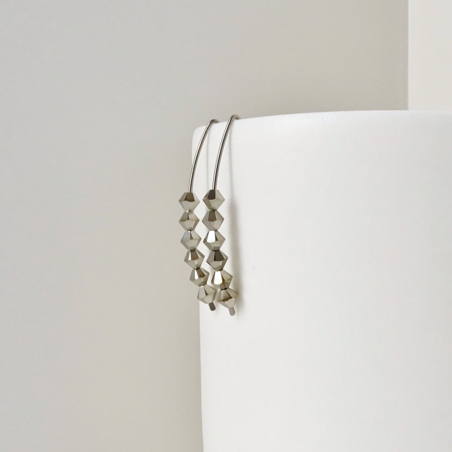 Niobium Earrings with Metallic Light Gold Crystals