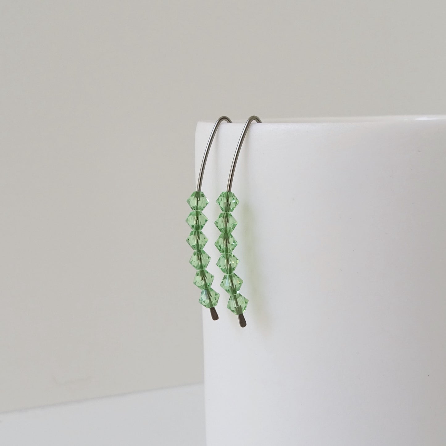 Niobium Earrings with Peridot Crystals