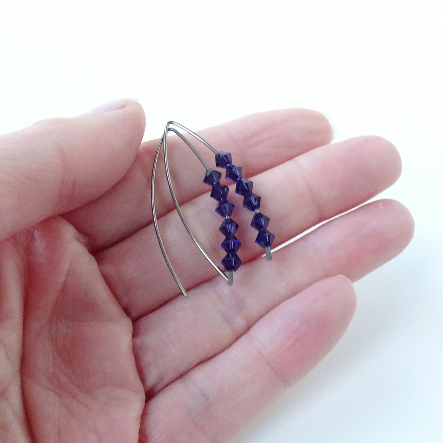 Niobium Earrings with Purple Velvet Crystals