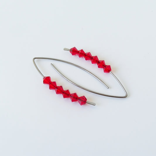 Niobium Earrings with Red Crystals