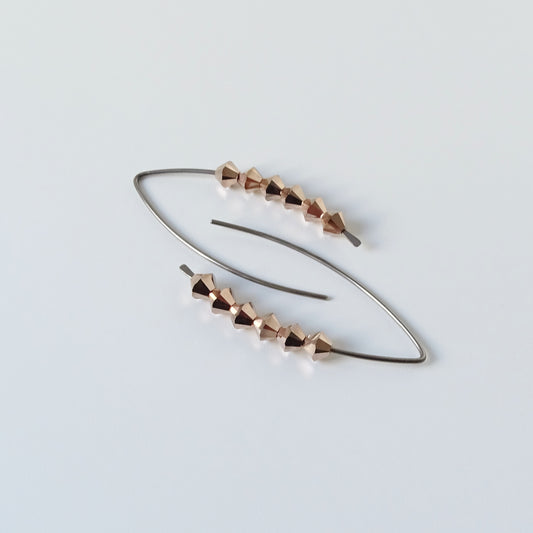 Niobium Earrings with Rose Gold Crystals