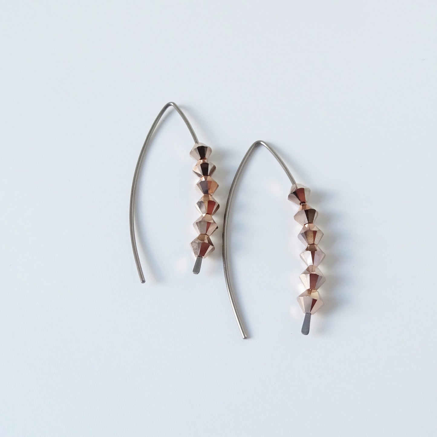 Niobium Earrings with Rose Gold Crystals
