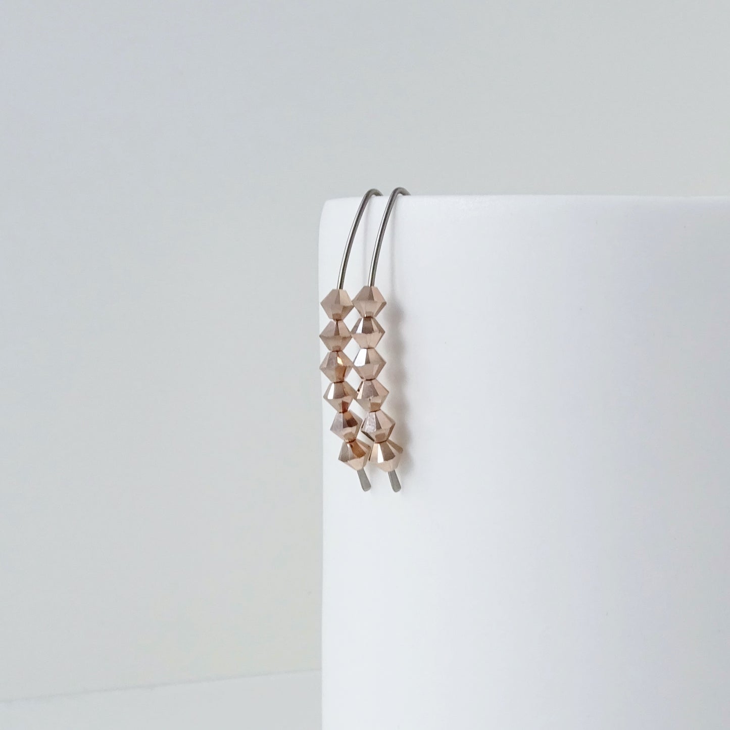 Niobium Earrings with Rose Gold Crystals