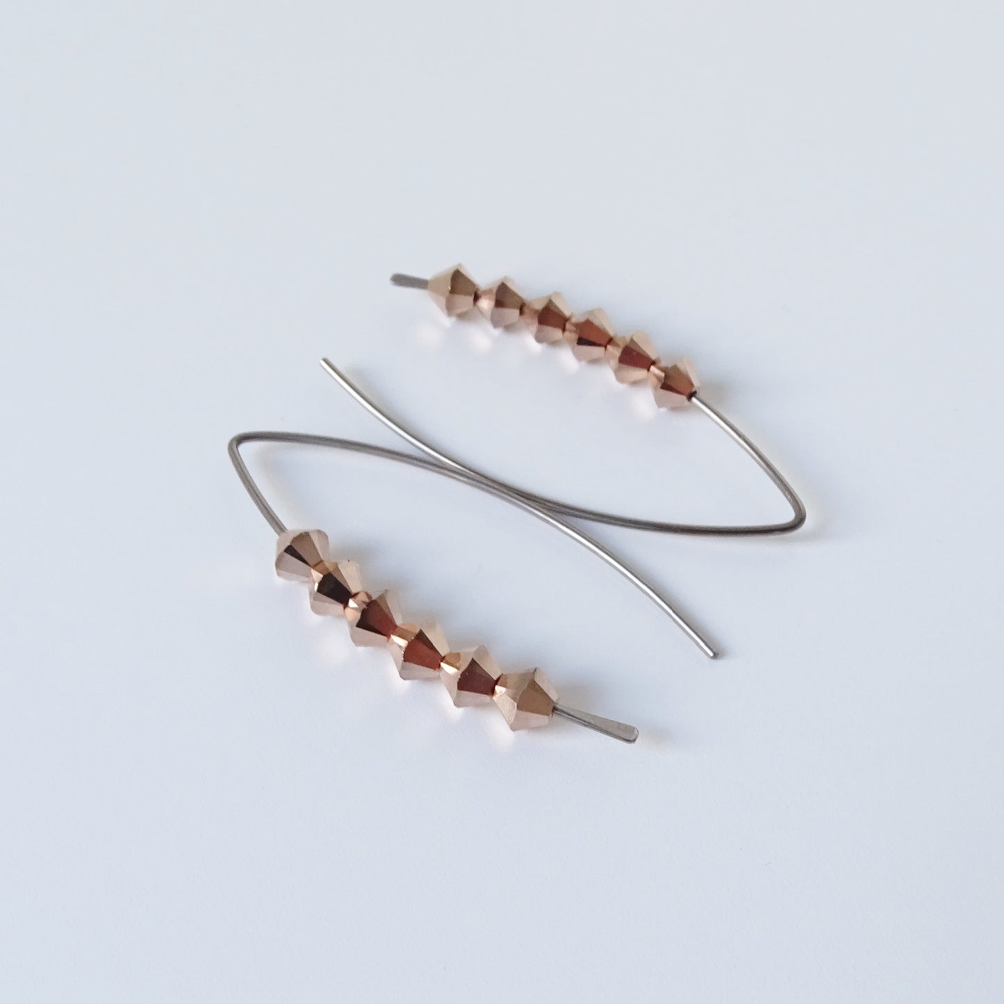 Niobium Earrings with Rose Gold Crystals