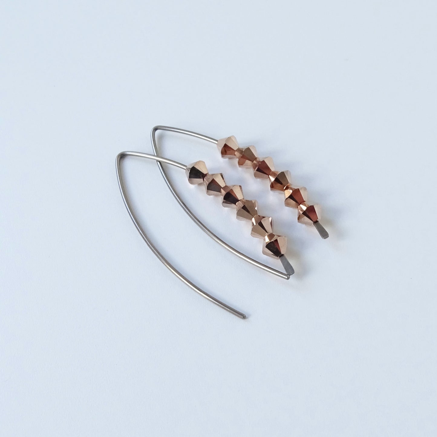 Niobium Earrings with Rose Gold Crystals
