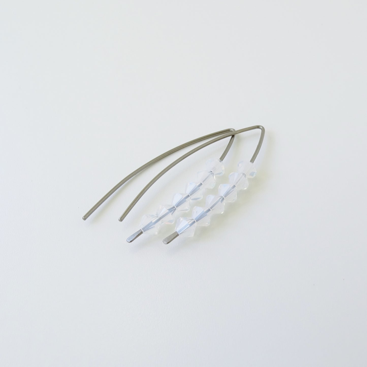Niobium Earrings with White Opal Crystals