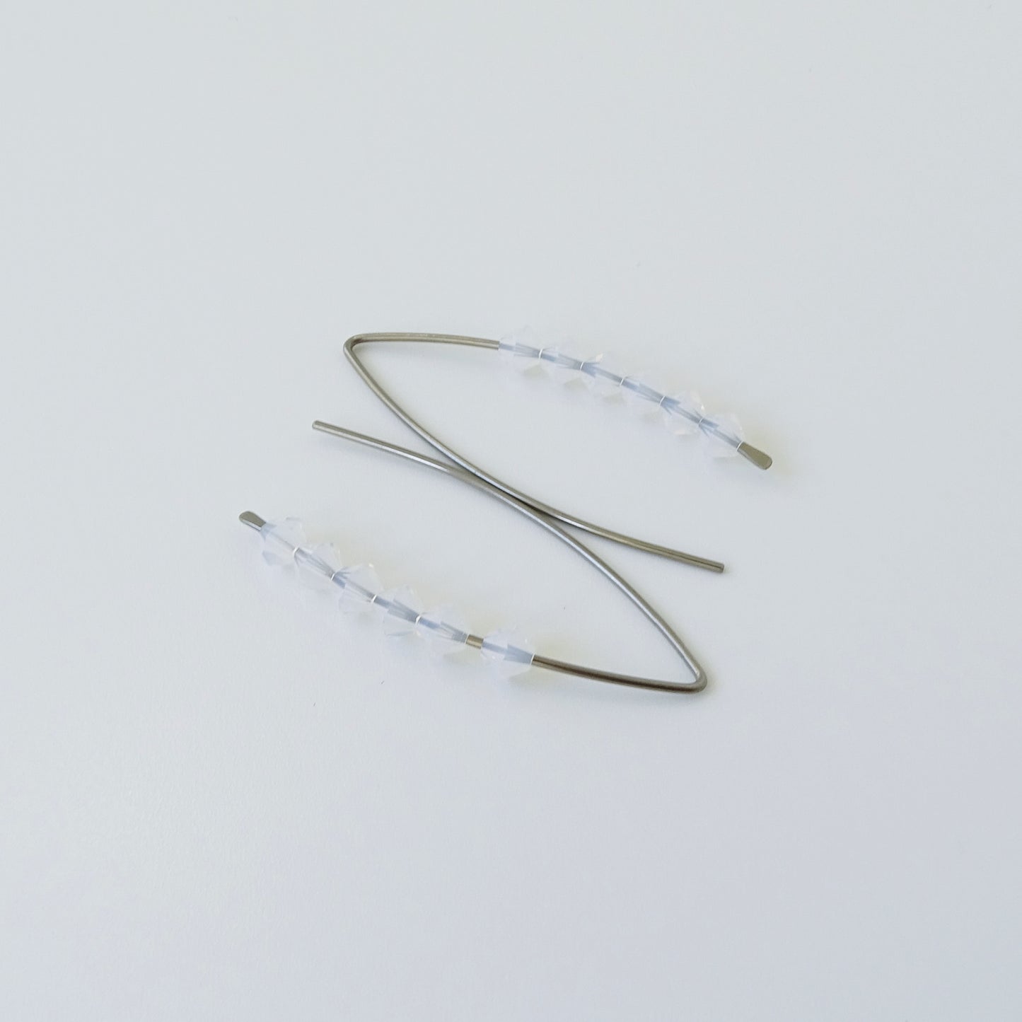 Niobium Earrings with White Opal Crystals