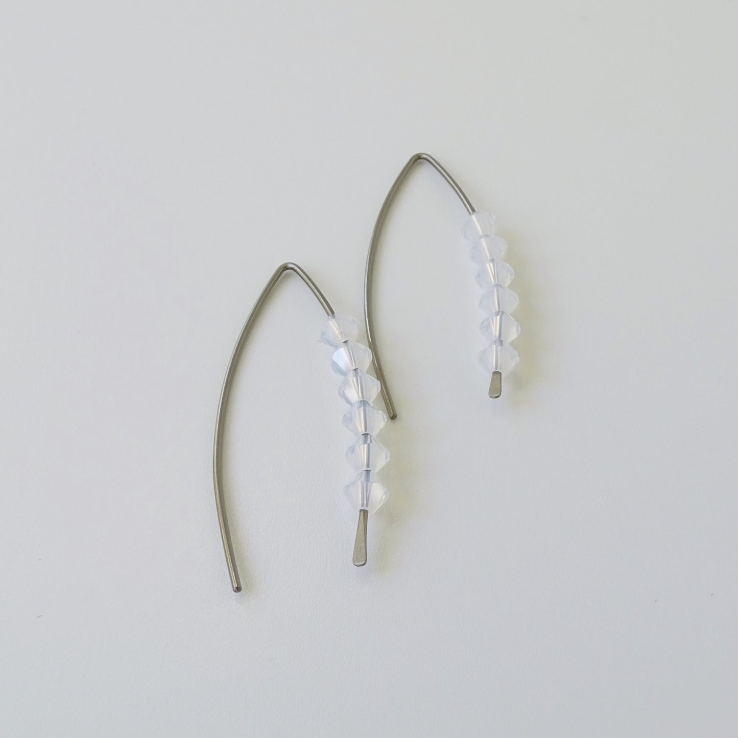 Niobium Earrings with White Opal Crystals