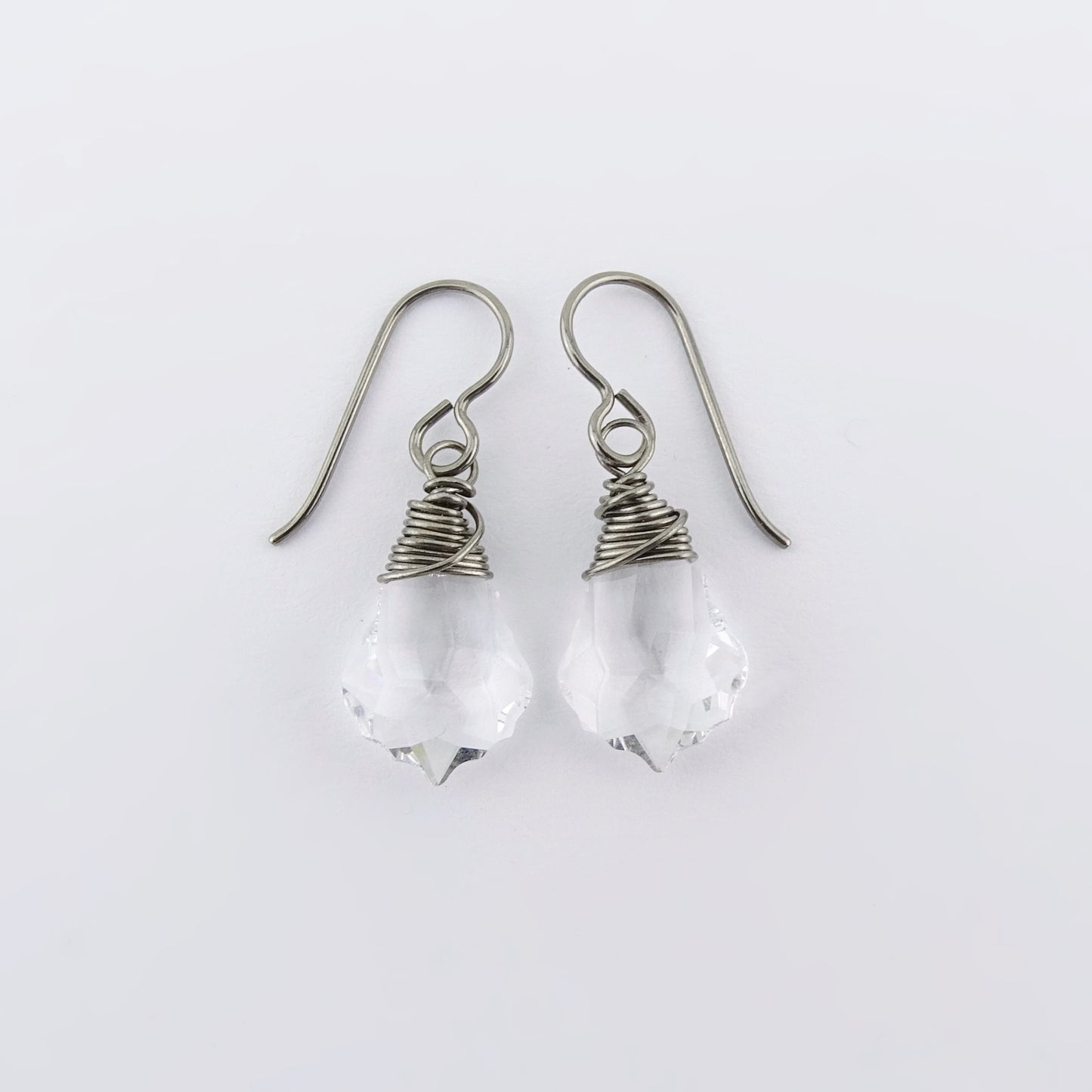 Titanium Earrings with Baroque Clear Crystals