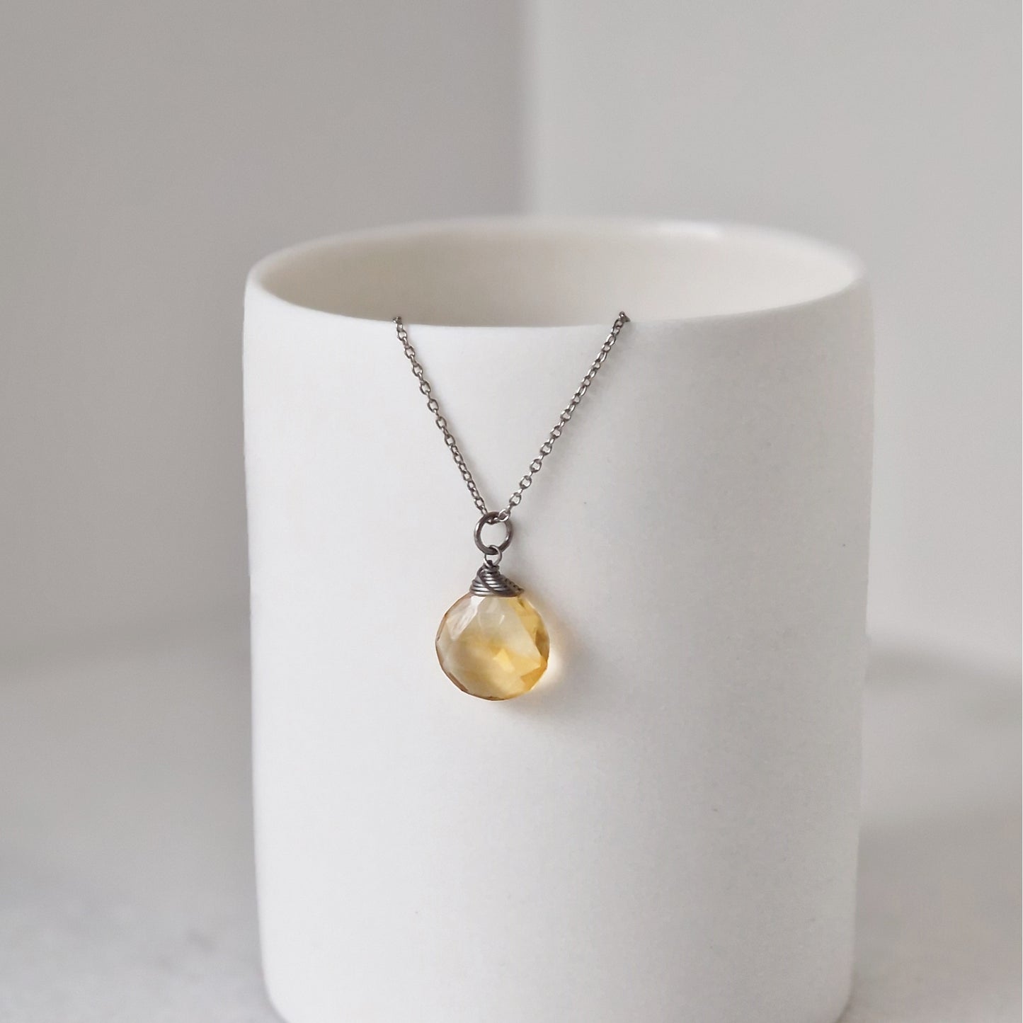 Titanium Necklace with Citrine