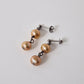 Titanium Post Earrings with two Chamapgne Pearl Dangle
