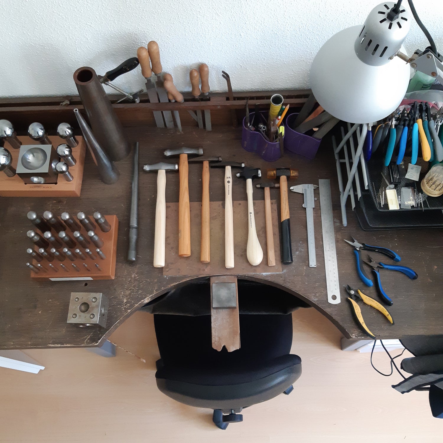 Jewelry work bench in the Nonita Jewelry workspace 