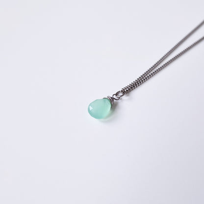 Titanium Necklace with Mint Green Chalcedony