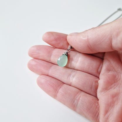 Titanium Necklace with Mint Green Chalcedony