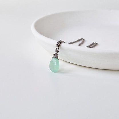 Titanium Necklace with Mint Green Chalcedony