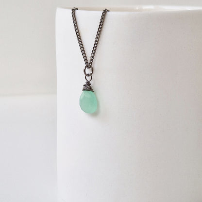 Titanium Necklace with Mint Green Chalcedony