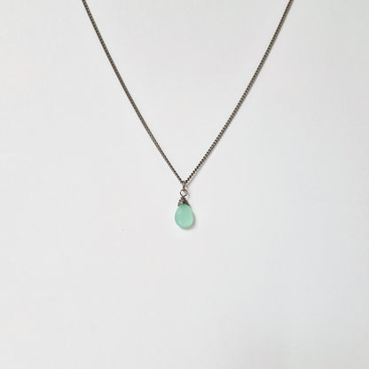 Titanium Necklace with Mint Green Chalcedony