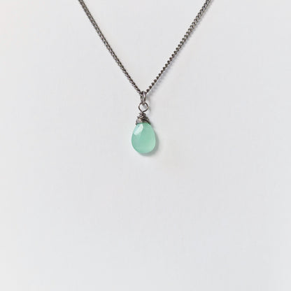 Titanium Necklace with Mint Green Chalcedony