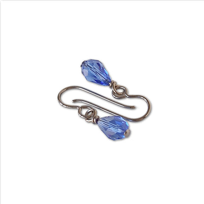 Niobium Earrings with Sapphire Drop Crystals