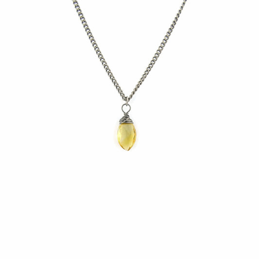 Citrine Gemstone Titanium Necklace, Yellow Stone Wire Wrapped on Niobium Wire, Nickel Free Hypoallergenic Necklace for Sensitive Skin