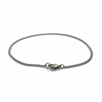 Simple Pure Titanium Curb Chain Anklet, Hypoallergenic Nickel Free Fine Cuban Chain Ankle Bracelet for Sensitive Skin