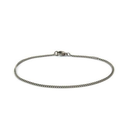 Simple Pure Titanium Curb Chain Anklet, Hypoallergenic Nickel Free Fine Cuban Chain Ankle Bracelet for Sensitive Skin