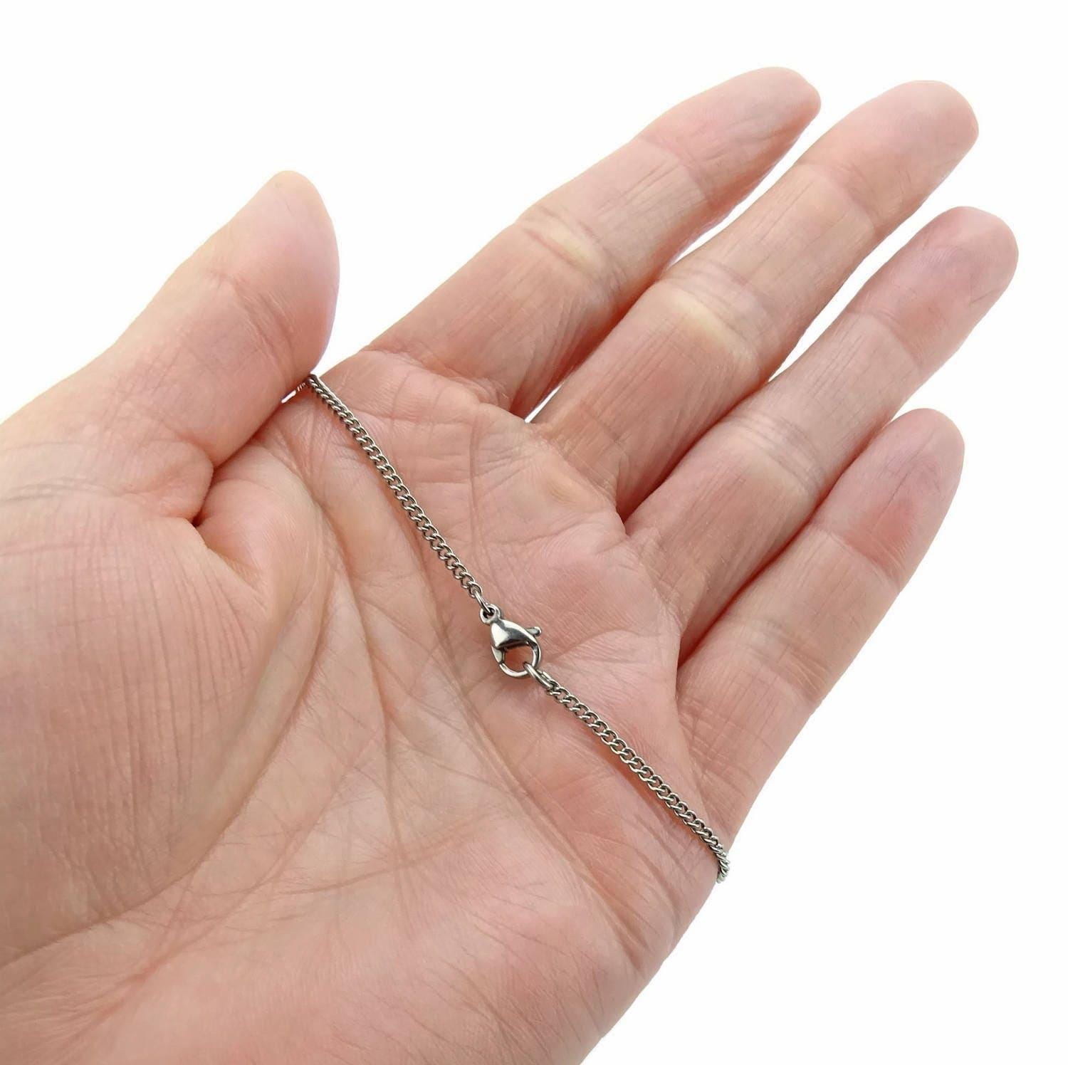 Simple Pure Titanium Curb Chain Anklet, Hypoallergenic Nickel Free Fine Cuban Chain Ankle Bracelet for Sensitive Skin