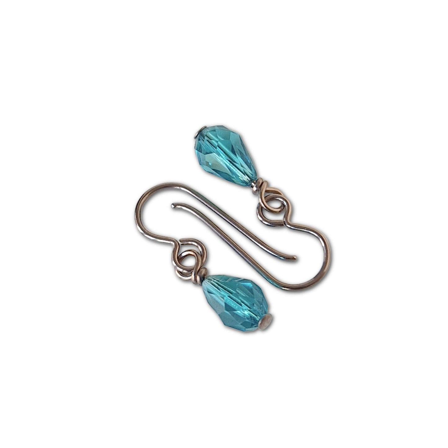 Niobium Earrings with Blue Zircon Drop Crystals