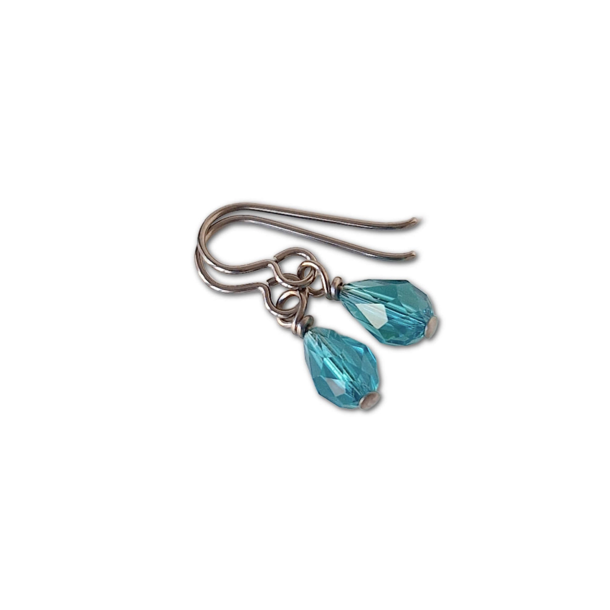 Nickel Free Earrings with Blue Zircon Teardrop Rhinestones