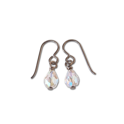 Pure Niobium Earrings with Crystal Shimmer Man-Made Austrian Drop Crystals