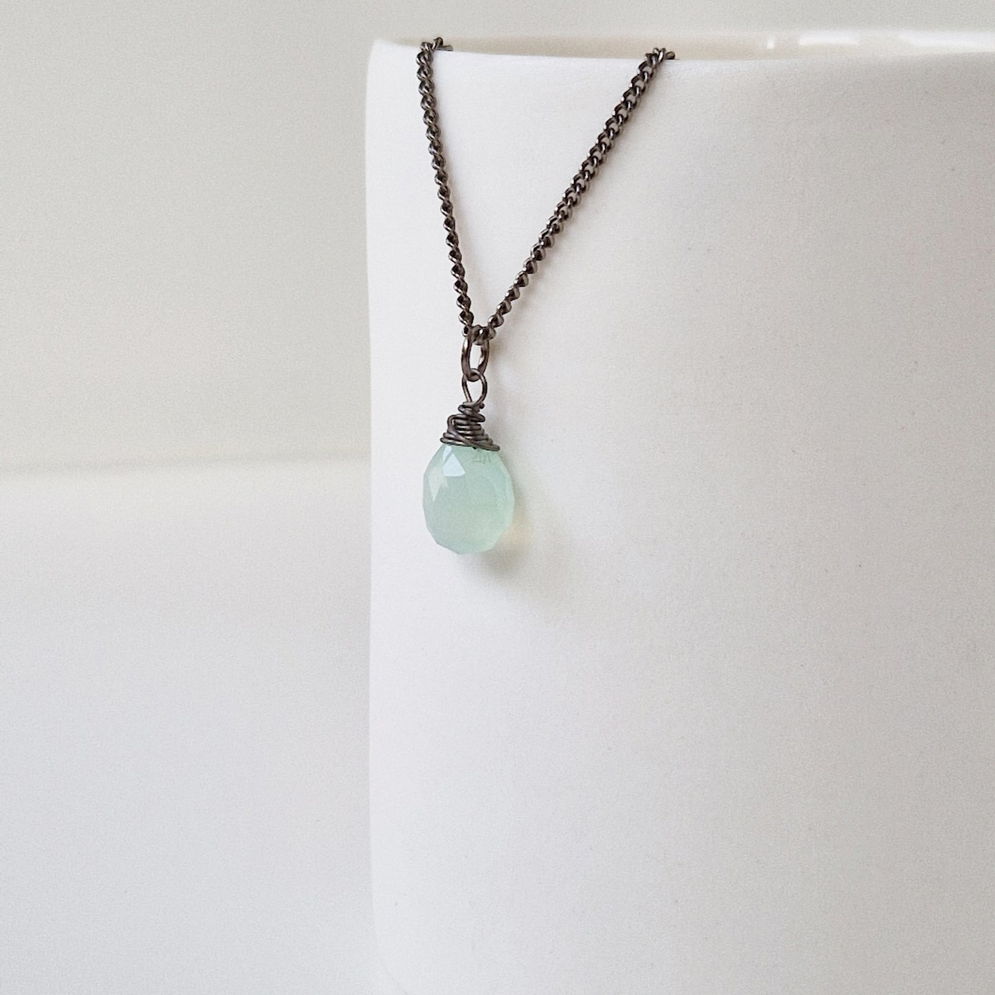 Titanium Necklace with Green Chalcedony