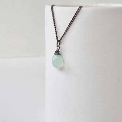 Titanium Necklace with Green Chalcedony