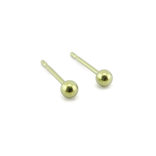 3mm Gold Titanium Ball Stud Earrings