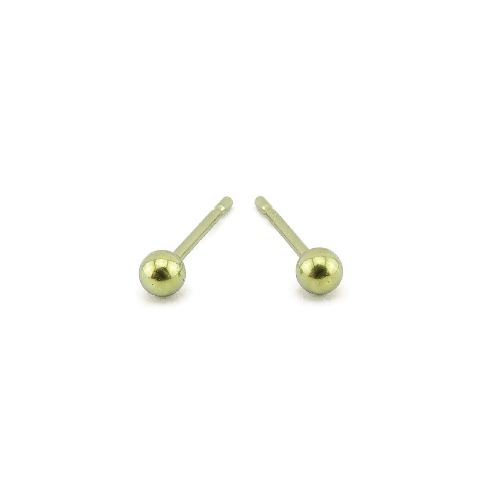 3mm Gold Ball Studs Titanium Earrings