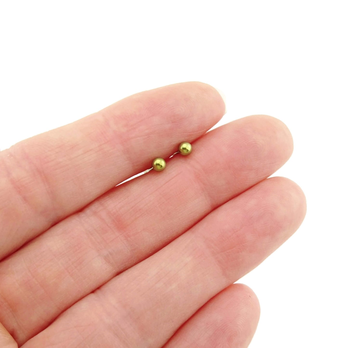 Gold Titanium Post Earrings 3mm Ball Studs