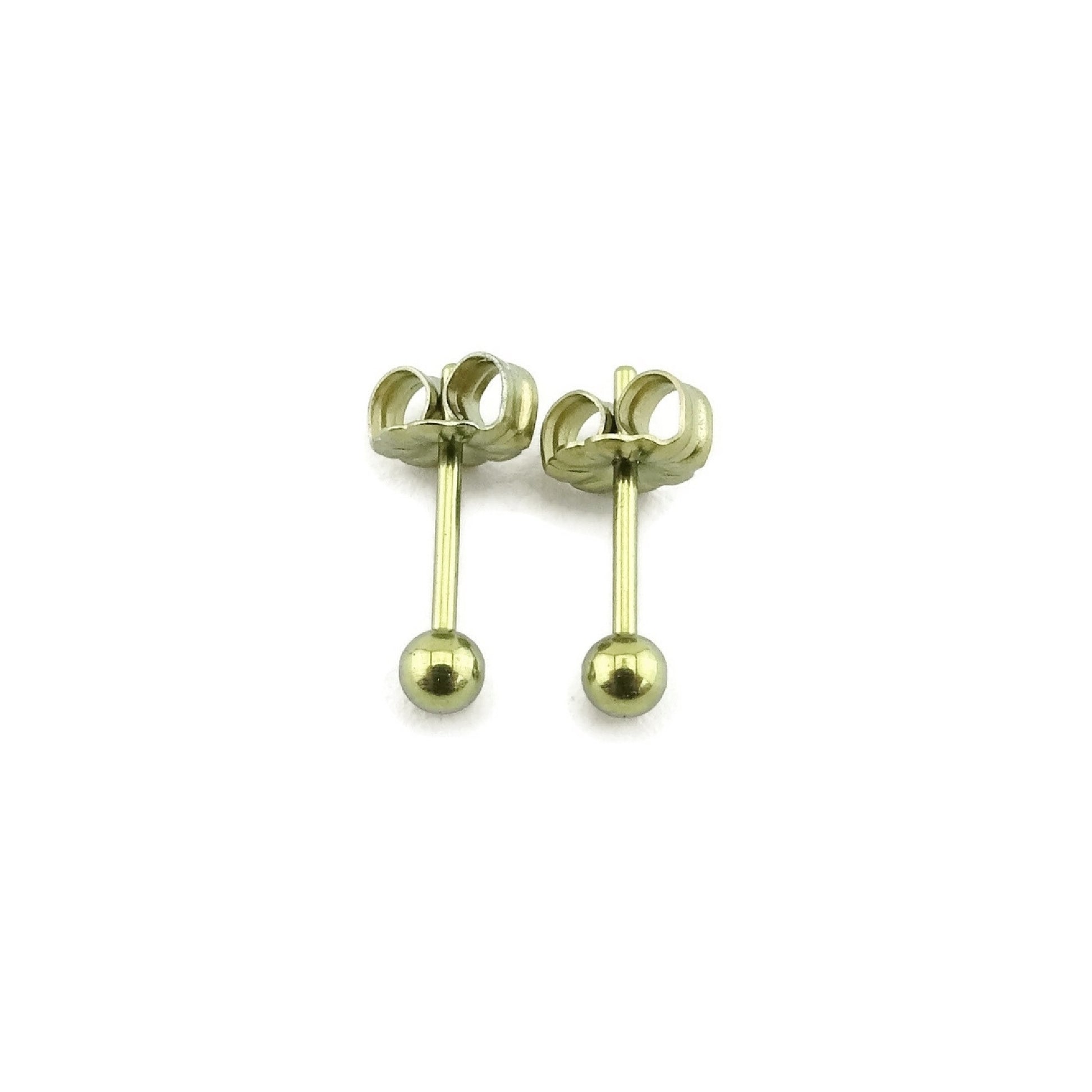 3mm Gold Stud Earrings Titanium Ball Posts