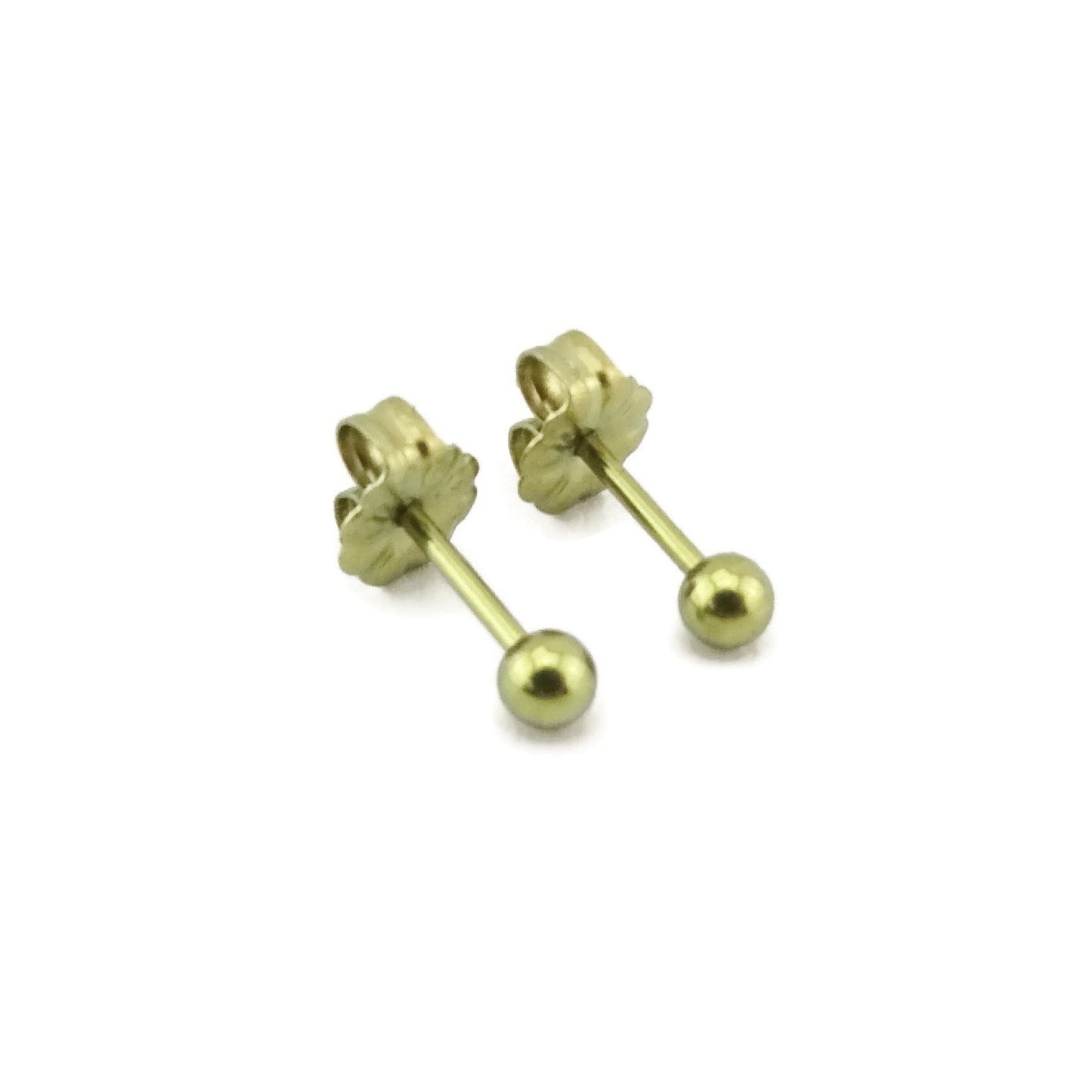Gold Ball Earrings Titanium Studs 3mm