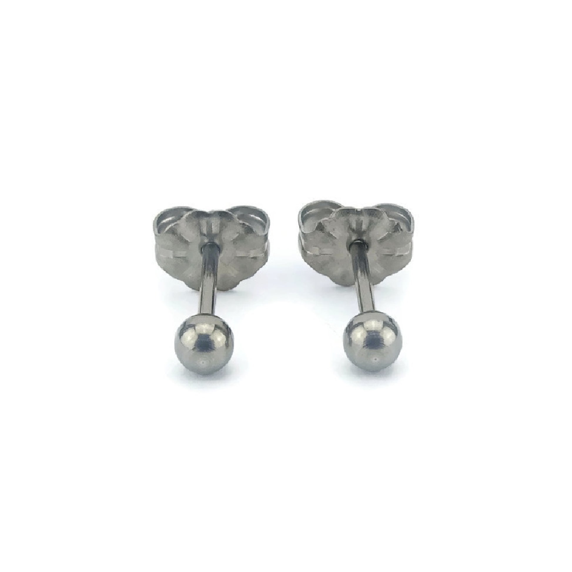 3mm Silver Ball Earrings Titanium