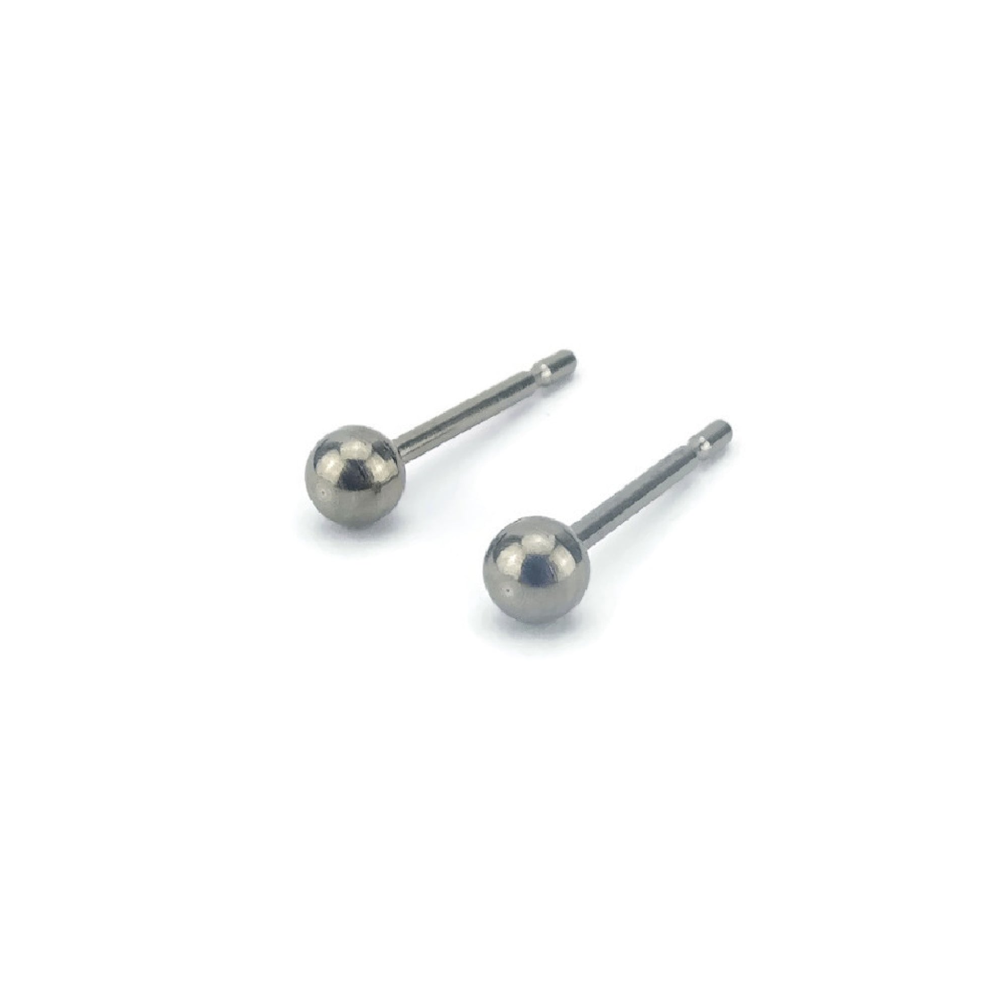 3mm Silver Stud Earrings Titanium Ball Posts